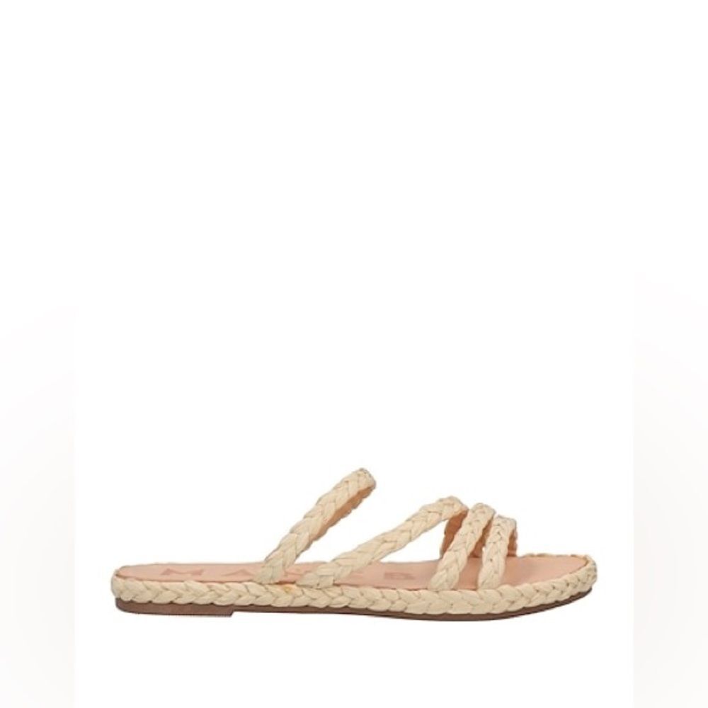 MANEBI | Cream Natural Raffia‎ Flat Sandals Slip On Slides Women’s 7